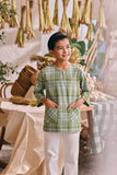 The Courtyard 3/4 Sleeve Kurta - Clover Grid