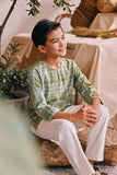 The Courtyard 3/4 Sleeve Kurta - Clover Grid