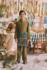 The Courtyard Baju Melayu Cekak Musang - Green Olive