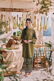 The Courtyard Women Layered Broderie Kurung Top - Green Olive