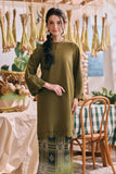 The Courtyard Women Layered Broderie Kurung Top - Green Olive