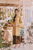 The Courtyard Women Layered Broderie Kurung Top - Champagne Yellow