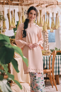 The Courtyard Women Layered Broderie Kurung Top - Creamy