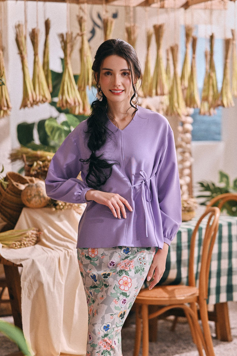 The Courtyard Women Side Tie Blouse - Violet Powder