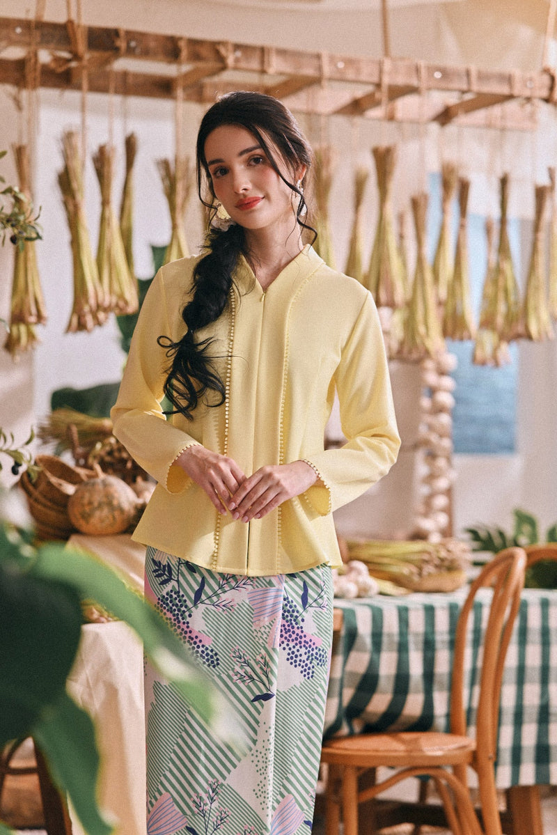 The Courtyard Women Kebaya Top - Baby Yellow