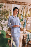 The Courtyard Women Kebaya Top - Skyline Grid