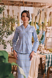 The Courtyard Women Kebaya Top - Skyline Grid
