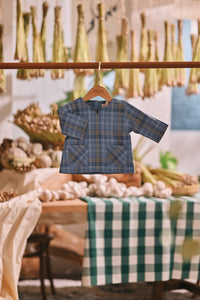 The Courtyard Babies Kurta - Deepsea Grid