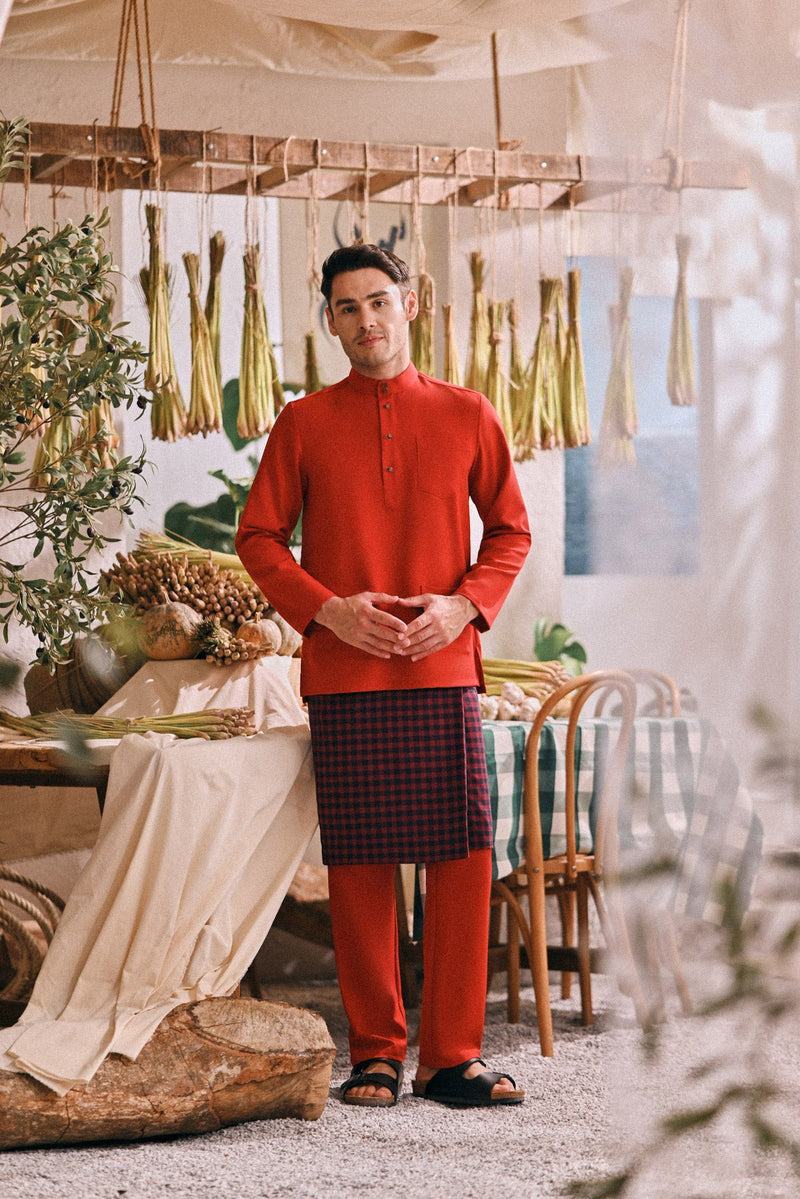 The Courtyard Men Baju Melayu Cekak Musang - Chili Pepper