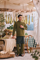 The Courtyard Men Baju Melayu Cekak Musang - Green Olive