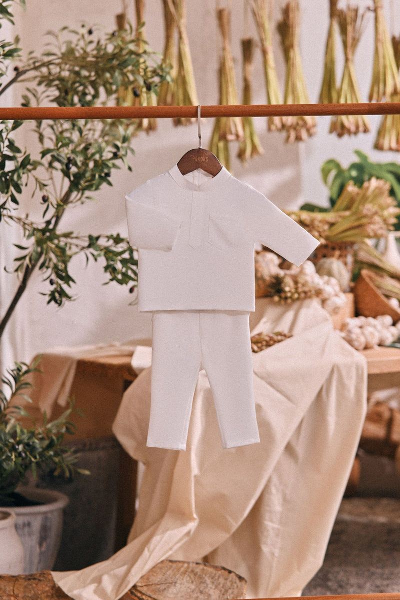 The Courtyard Babies Baju Melayu Cekak Musang - Off White