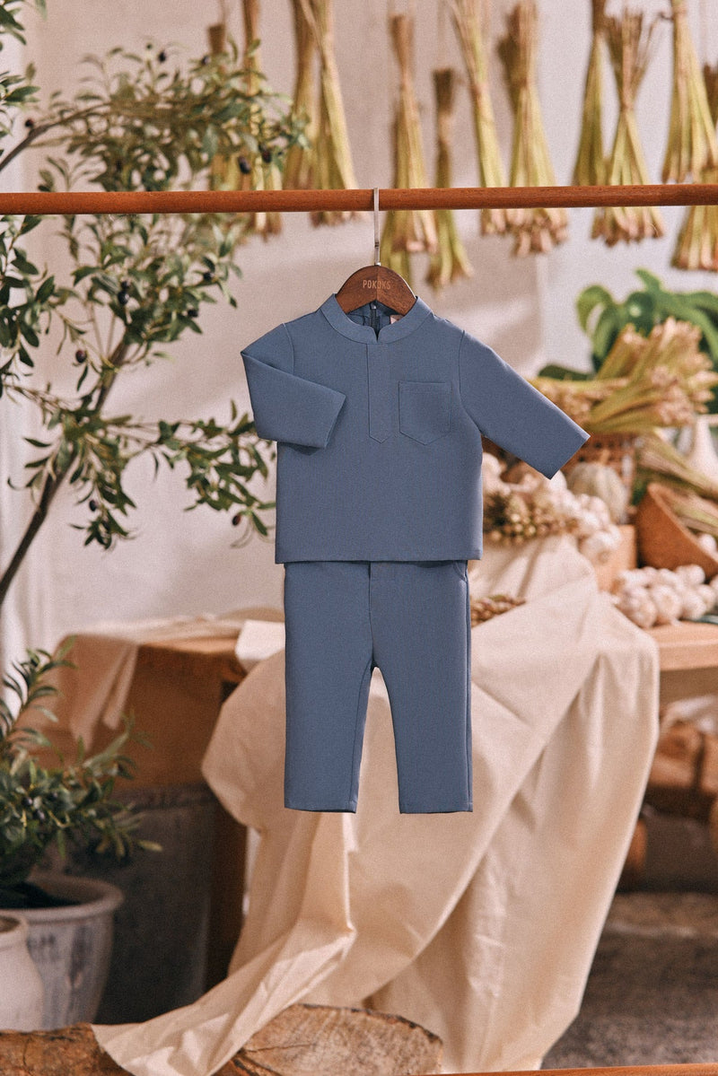 The Courtyard Babies Baju Melayu Cekak Musang - Coronet Blue