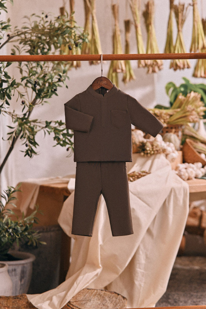 The Courtyard Babies Baju Melayu Cekak Musang - Dark Olive