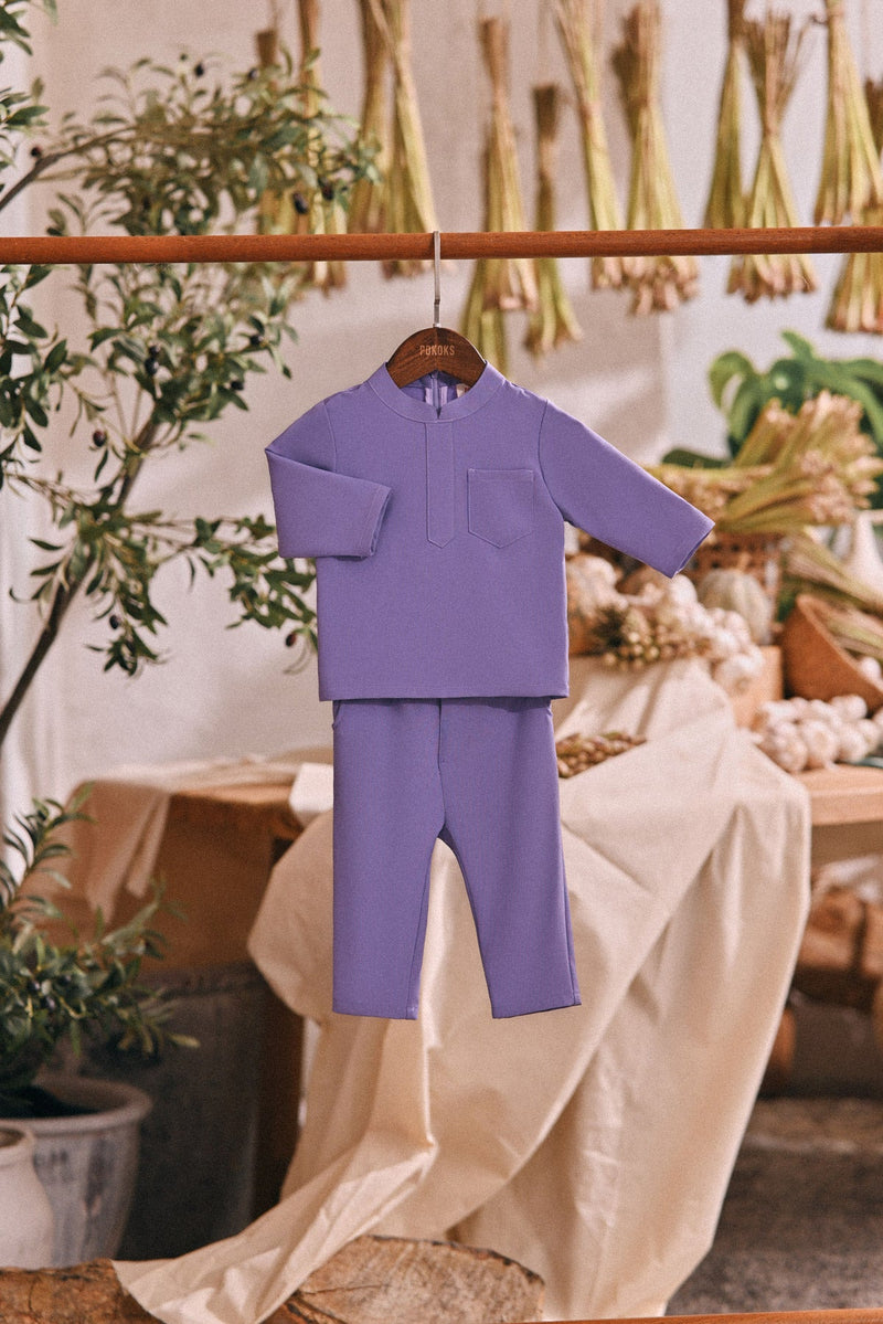 The Courtyard Babies Baju Melayu Cekak Musang - Dusty Purple