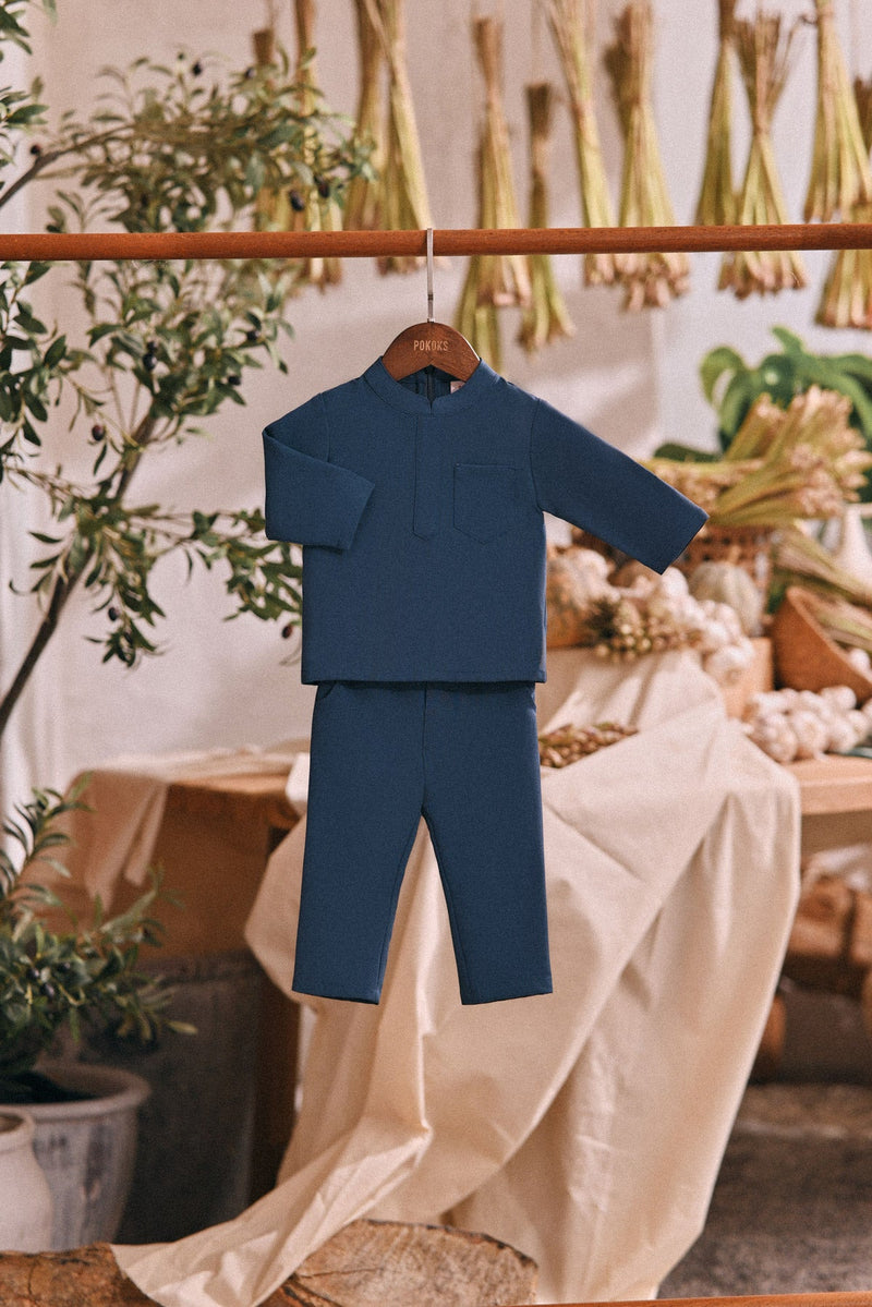 The Courtyard Babies Baju Melayu Cekak Musang - Deep Blue
