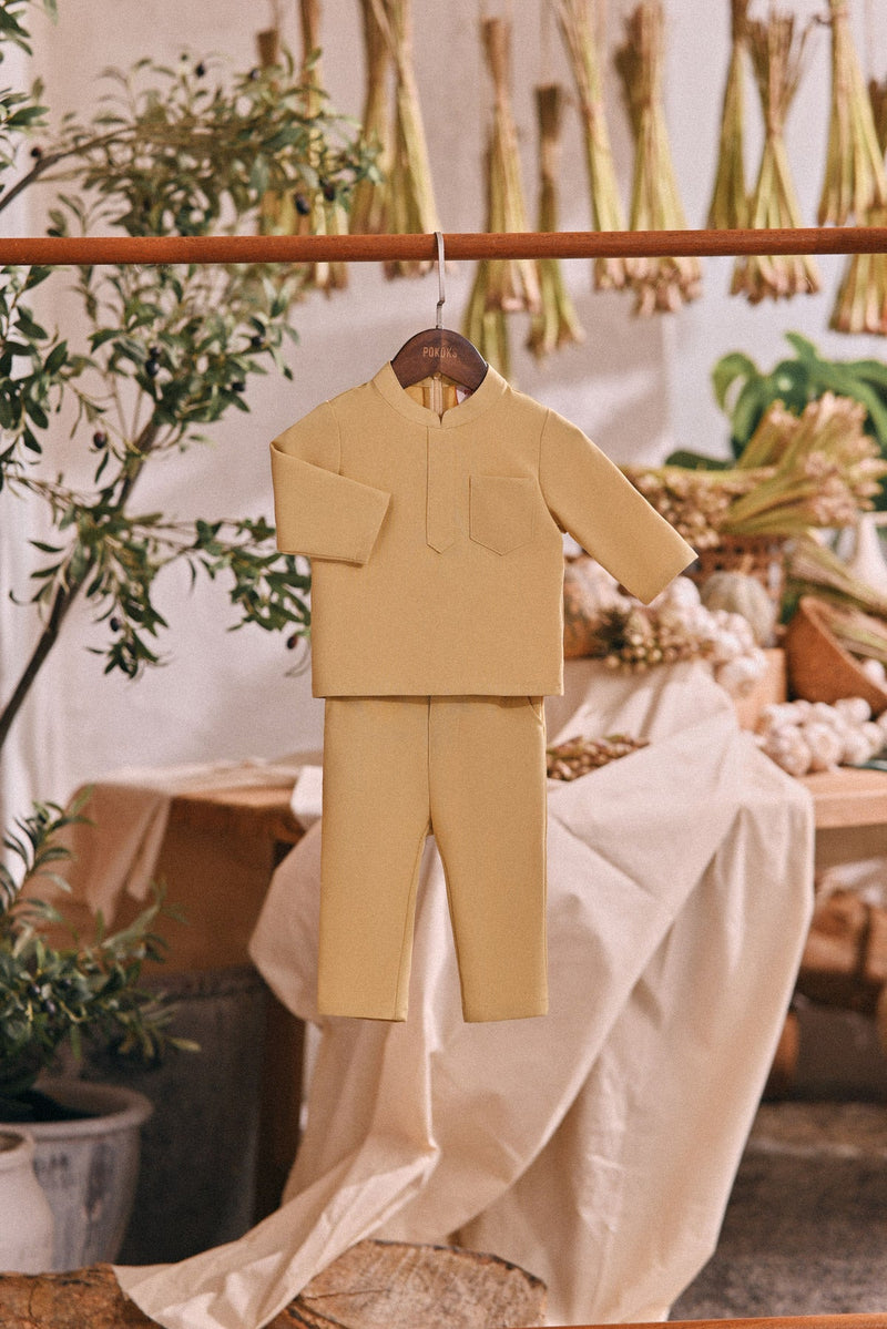 The Courtyard Babies Baju Melayu Cekak Musang - Champagne Yellow