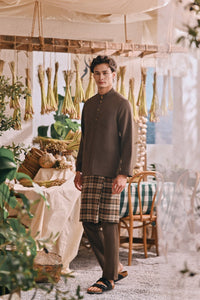 The Courtyard Men Baju Melayu Cekak Musang - Dark Olive