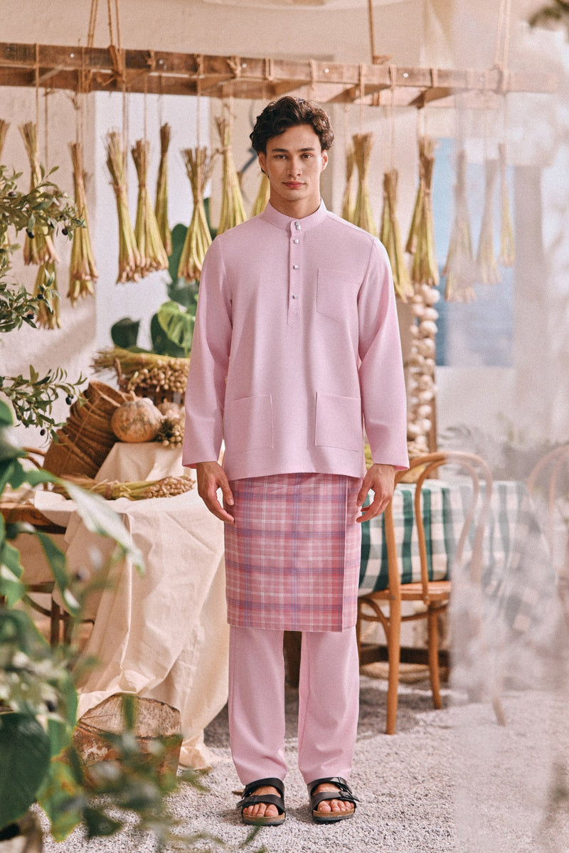 The Courtyard Men Baju Melayu Cekak Musang - Baby Pink