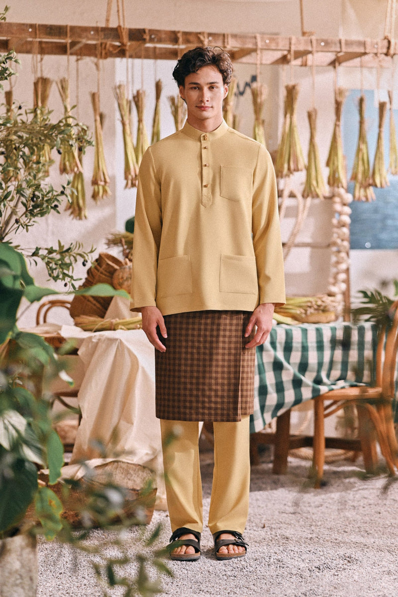 The Courtyard Men Baju Melayu Cekak Musang - Champagne Yellow