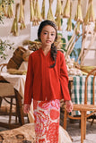 The Courtyard Kebaya Top - Chili Pepper