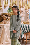 The Courtyard Layered Broderie Kurung Top - Pistachio
