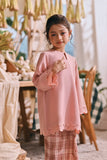 The Courtyard Layered Broderie Kurung Top - Dusty Pink