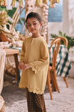The Courtyard Layered Broderie Kurung Top - Champagne Yellow