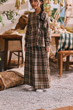 The Courtyard A-Line Skirt - Sand Plaid