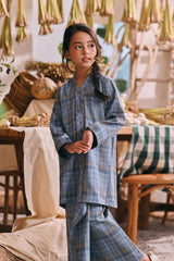 The Courtyard Kebarung Top - Deepsea Grid