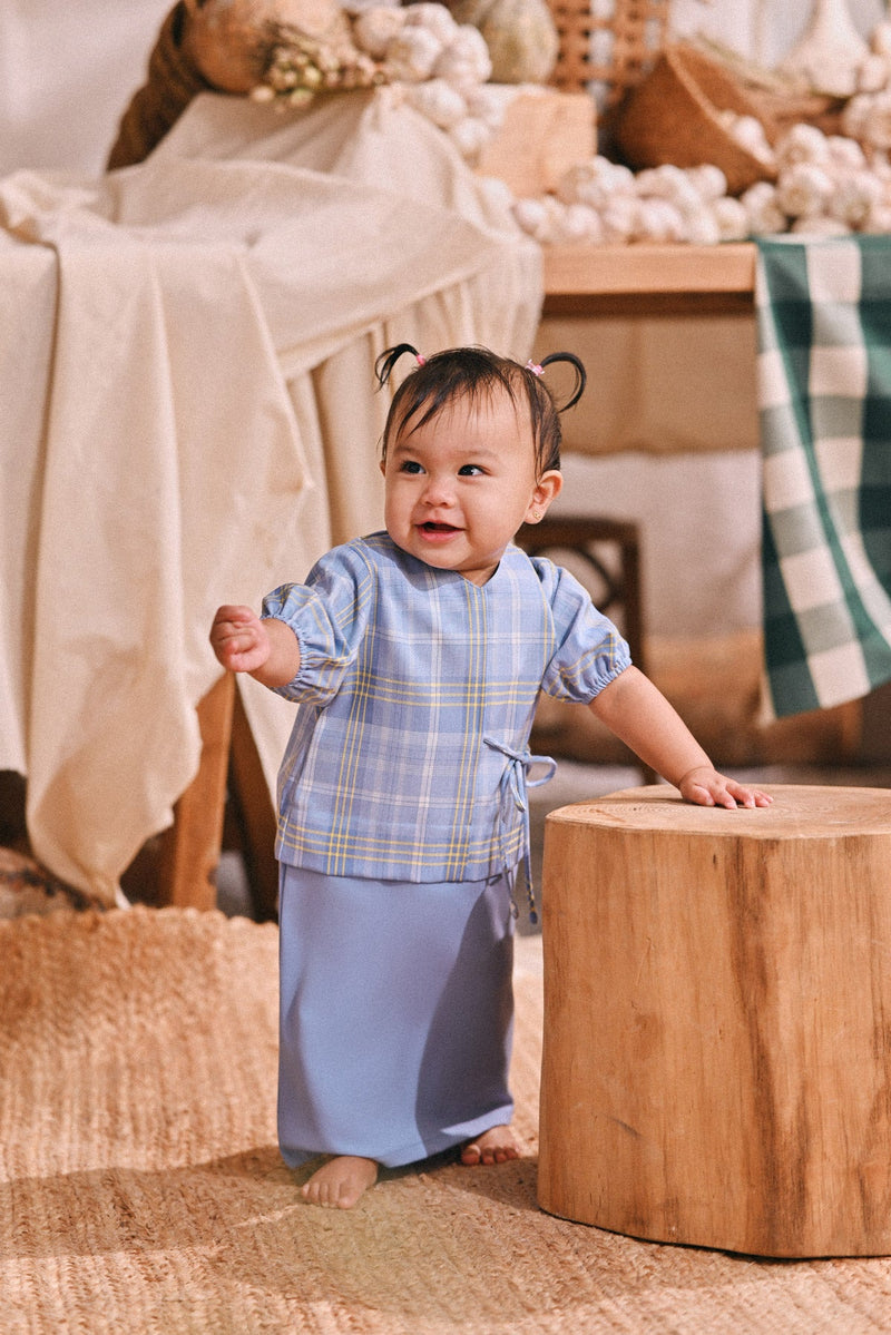 The Courtyard Babies Side Tie Kurung - Ice Blue