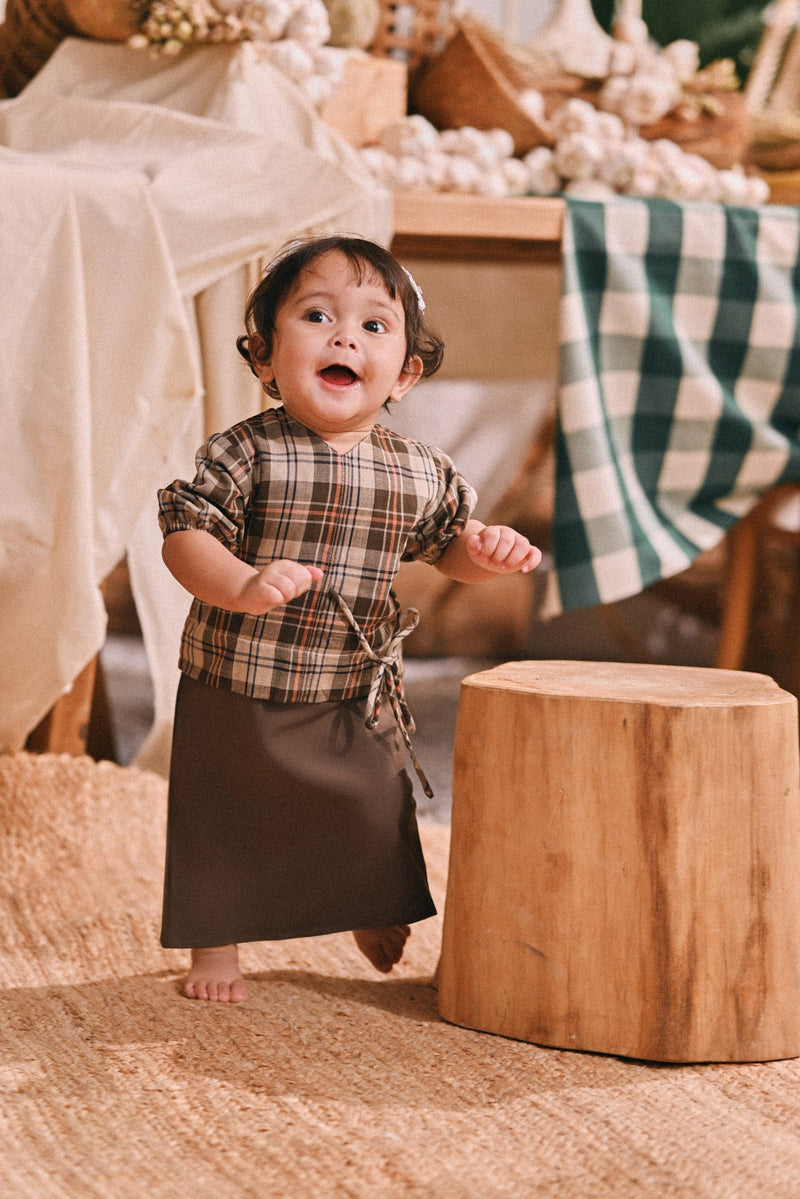 The Courtyard Babies Side Tie Kurung - Dark Olive