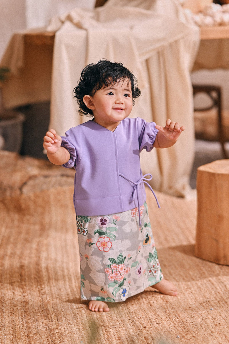 The Courtyard Babies Side Tie Kurung - Violet Powder