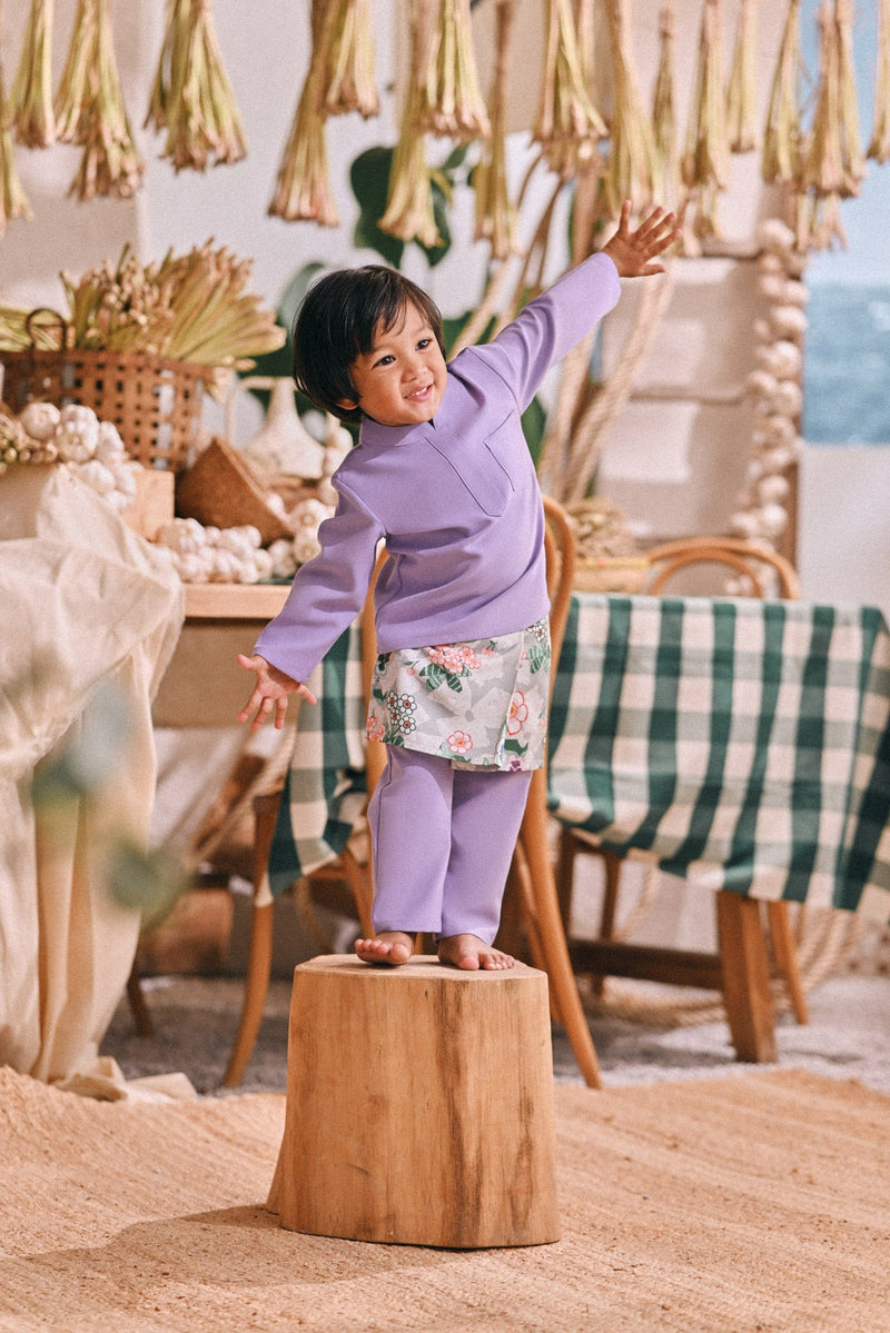 The Courtyard Babies Baju Melayu Cekak Musang - Violet Powder
