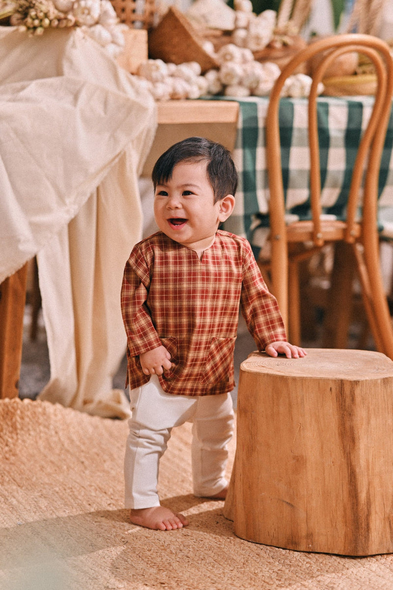 The Courtyard Babies Kurta - Russet Check