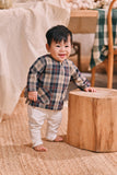 The Courtyard Babies Kurta - Navy Plaid