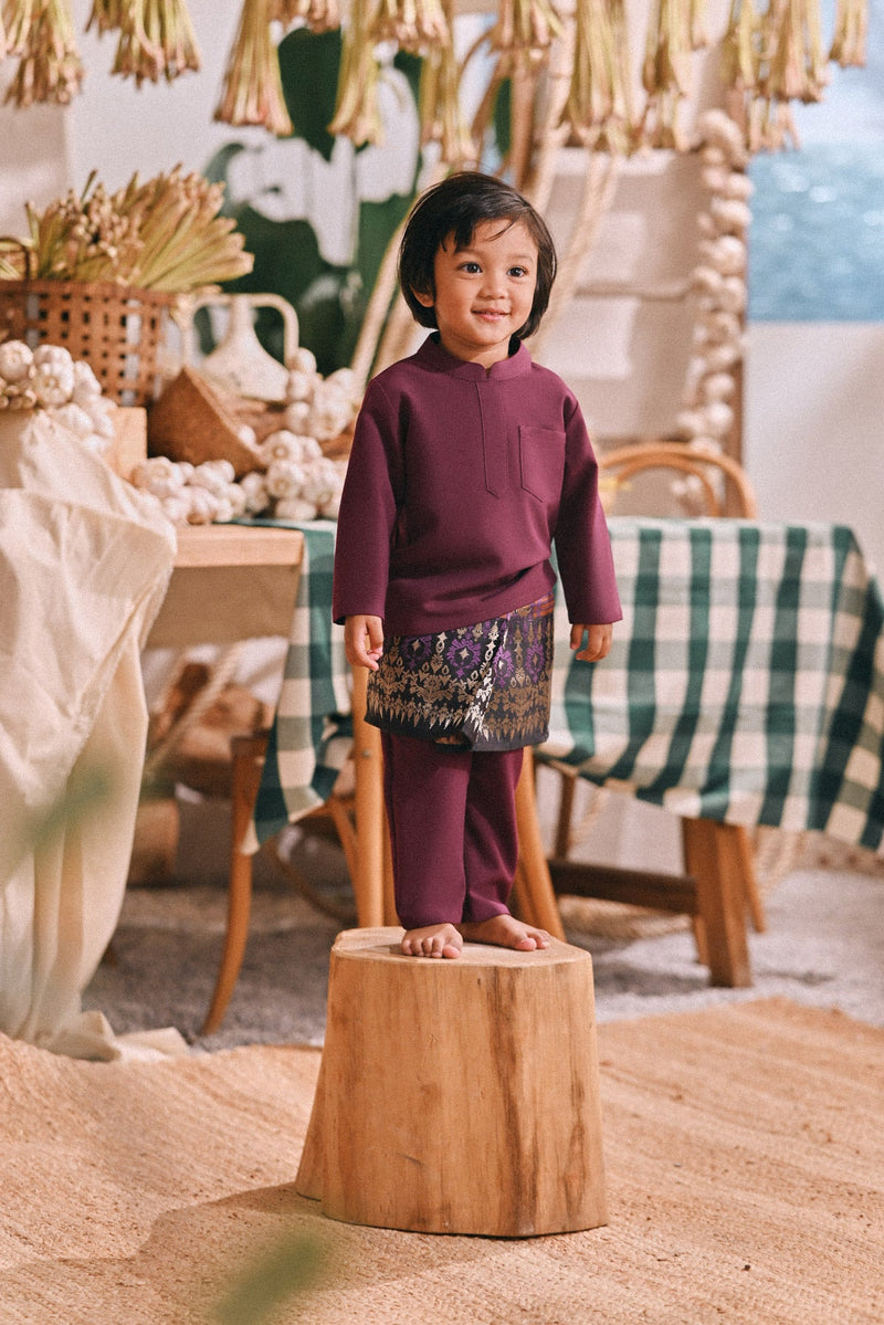 The Courtyard Babies Baju Melayu Cekak Musang - Purple Manggis