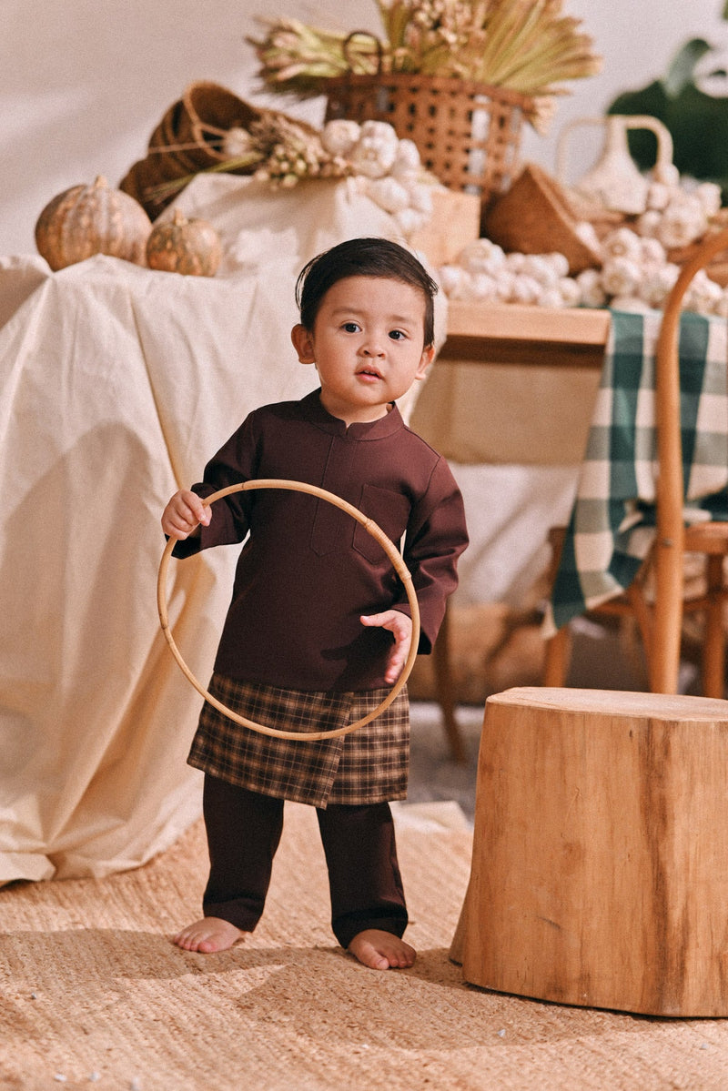 The Courtyard Babies Baju Melayu Cekak Musang - Dark Burgundy