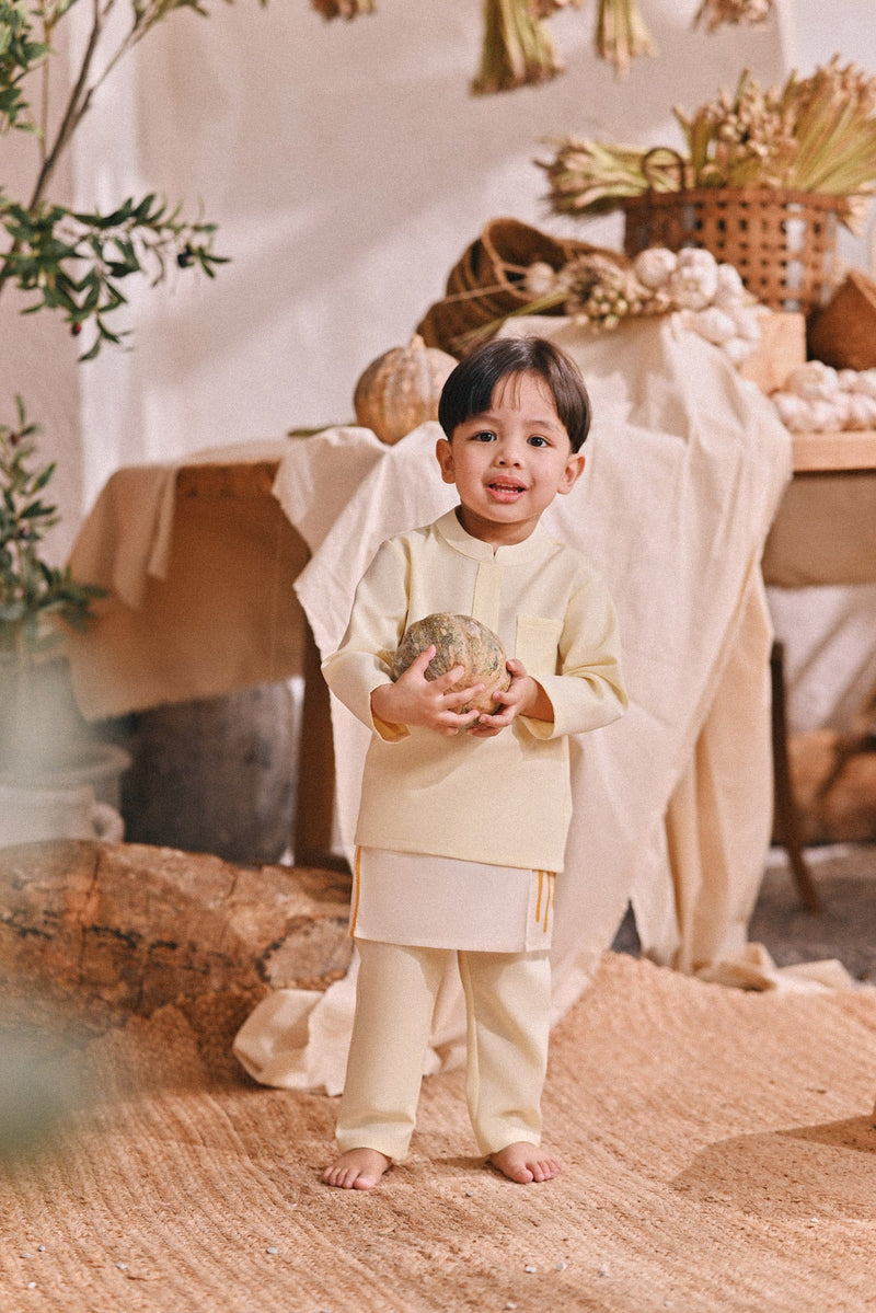 The Courtyard Babies Baju Melayu Cekak Musang - Pastel Yellow