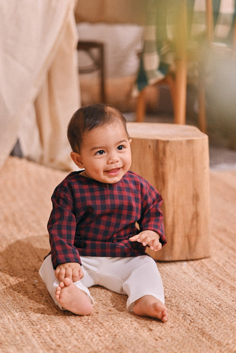 The Courtyard Babies Kurta - Rouge Plaid