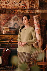 The Akar Kita Women Kedah Blouse Top - Pale Olive