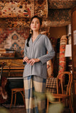 The Akar Kita Women Kebaya Top - Silver Blue