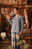 The Akar Kita Women Kebaya Top - Silver Blue