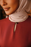 The Akar Kita Women Kedah Blouse Top - Maroon Dust