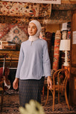 The Akar Kita Women Kedah Blouse Top - Blue Fog