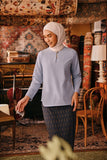 The Akar Kita Women Kedah Blouse Top - Blue Fog