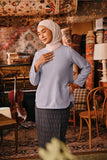 The Akar Kita Women Kedah Blouse Top - Blue Fog