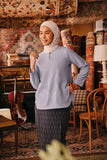 The Akar Kita Women Kedah Blouse Top - Blue Fog