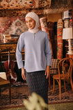 The Akar Kita Women Kedah Blouse Top - Blue Fog