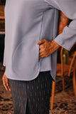 The Akar Kita Women Kedah Blouse Top - Blue Fog