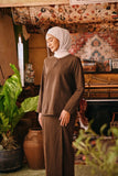 The Akar Kita Women Kedah Blouse Top - Brown Dash